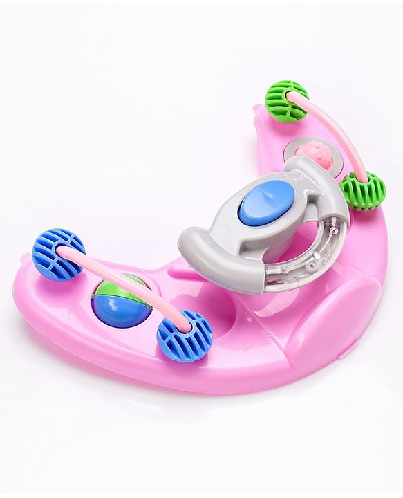 Babyhug Champ 2 in 1 Multifunctional Rocker cum Walker with Lights I Musical Play tray cum feeding tray - Pink| Removable Foot Mat| Smooth Swivel Wheels| Compact Fold