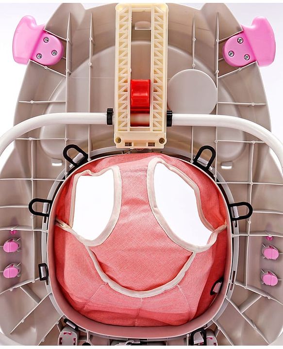 Babyhug Champ 2 in 1 Multifunctional Rocker cum Walker with Lights I Musical Play tray cum feeding tray - Pink| Removable Foot Mat| Smooth Swivel Wheels| Compact Fold