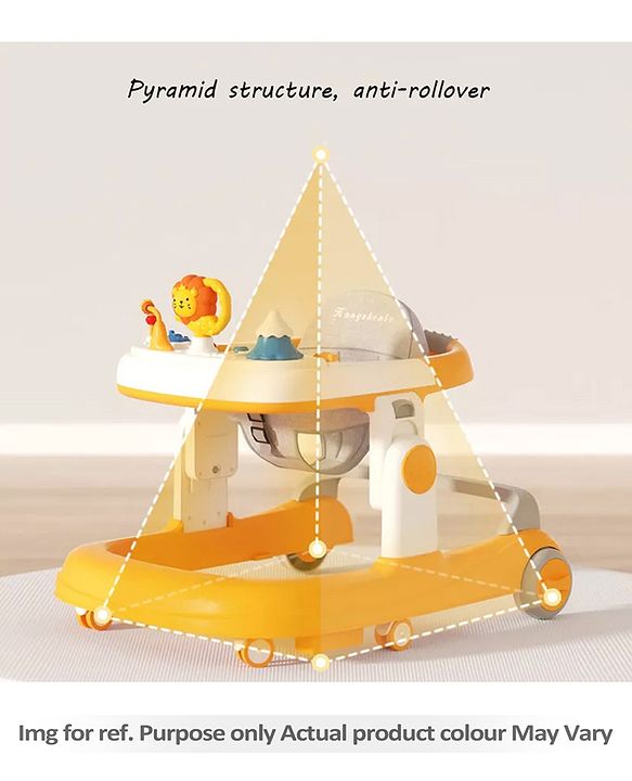 Babyhug Zest Musical Baby Walker With Adjustable Height anti Fall Protection & Toy Bar- Green White