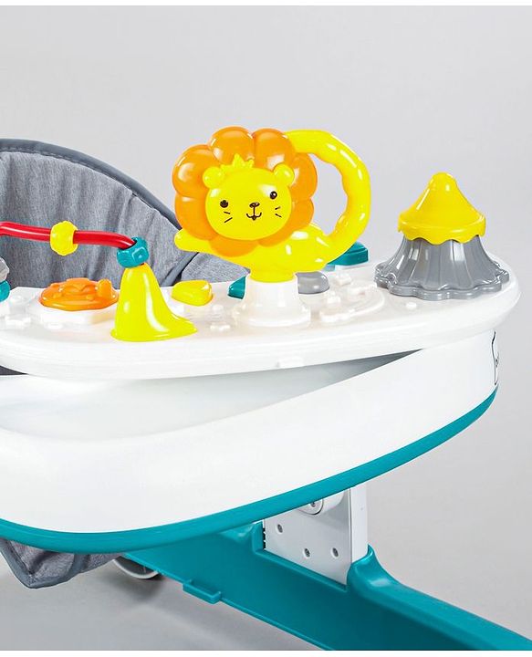 Babyhug Zest Musical Baby Walker With Adjustable Height anti Fall Protection & Toy Bar- Green White