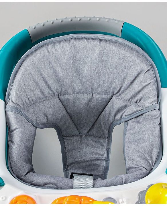 Babyhug Zest Musical Baby Walker With Adjustable Height anti Fall Protection & Toy Bar- Green White