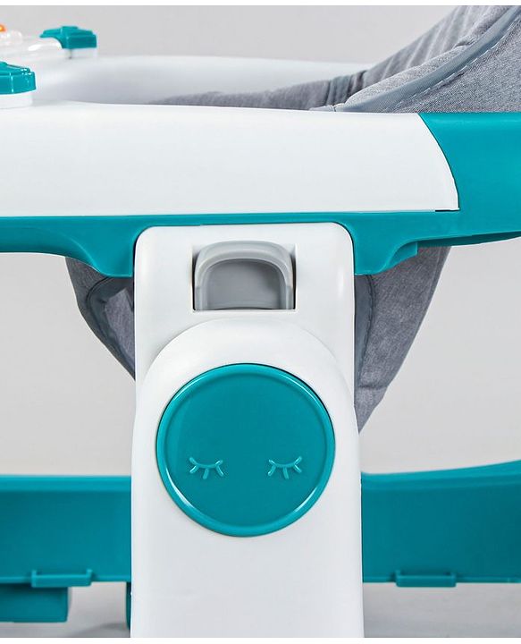 Babyhug Zest Musical Baby Walker With Adjustable Height anti Fall Protection & Toy Bar- Green White