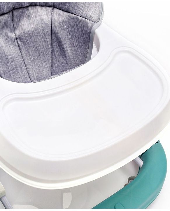 Babyhug Rejoice Musical Baby Walker Cum Rocker Function With Adjustable Height - Green White (Toys color may vary)