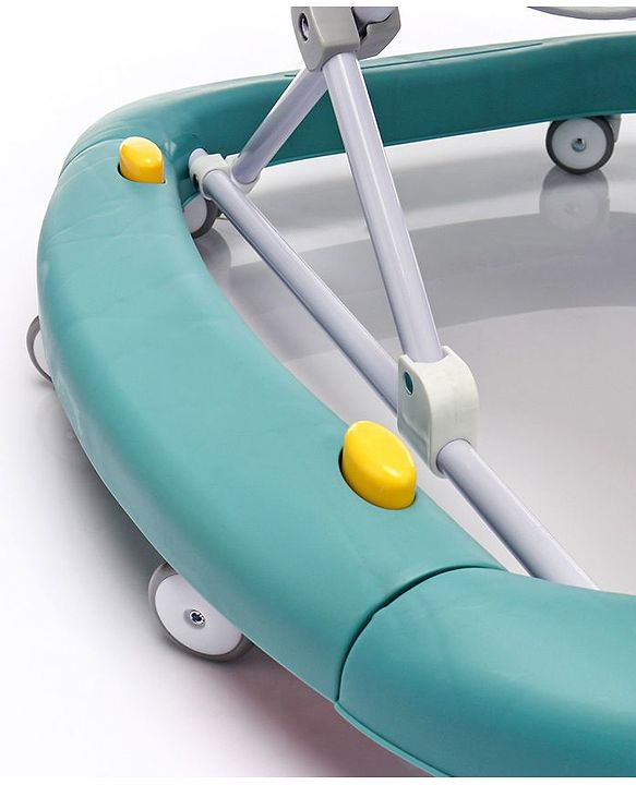 Babyhug Rejoice Musical Baby Walker Cum Rocker Function With Adjustable Height - Green White (Toys color may vary)