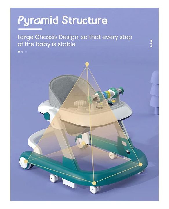 Babyhug Laugh & Learn Multifunctional 2 in 1 Baby Walker With anti Fall Protection & Adjustable Height Without Foot Mat- Blue White