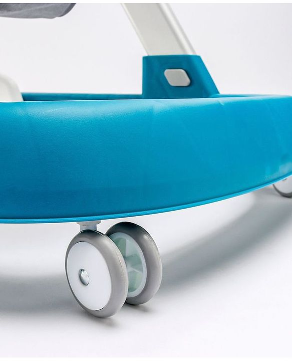 Babyhug Laugh & Learn Multifunctional 2 in 1 Baby Walker With anti Fall Protection & Adjustable Height Without Foot Mat- Blue White