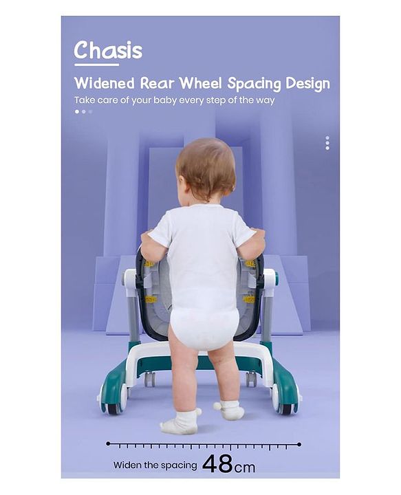 Babyhug Laugh & Learn Multifunctional 2 in 1 Baby Walker With anti Fall Protection & Adjustable Height Without Foot Mat- Blue White