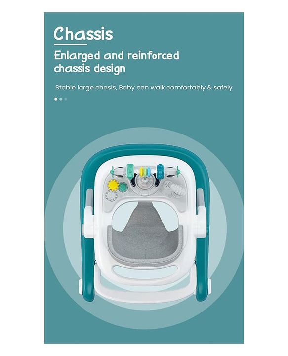 Babyhug Laugh & Learn Multifunctional 2 in 1 Baby Walker With anti Fall Protection & Adjustable Height Without Foot Mat- Blue White