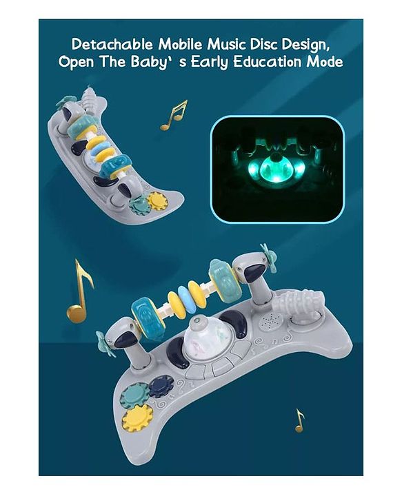 Babyhug Laugh & Learn Multifunctional 2 in 1 Baby Walker With anti Fall Protection & Adjustable Height Without Foot Mat- Blue White