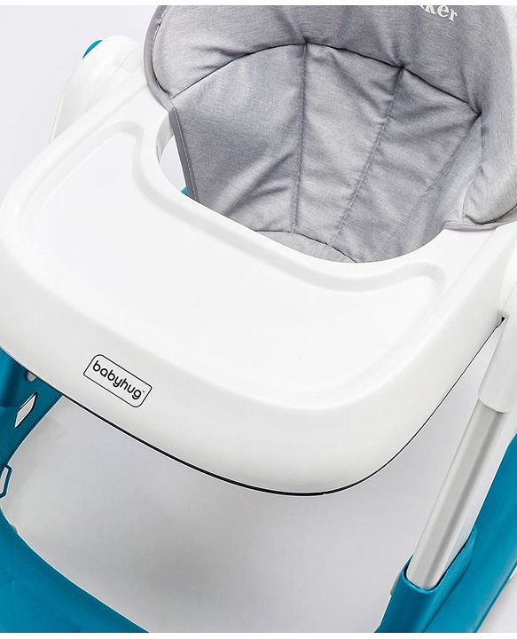 Babyhug Laugh & Learn Multifunctional 2 in 1 Baby Walker With anti Fall Protection & Adjustable Height Without Foot Mat- Blue White