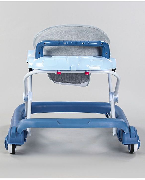 Babyhug Little Racer Car Shape Walker - Blue| Removable Toy Tray| Smooth Swivel Wheels| Light & Music| Comfortable Seat