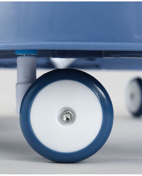 Babyhug Little Racer Car Shape Walker - Blue| Removable Toy Tray| Smooth Swivel Wheels| Light & Music| Comfortable Seat