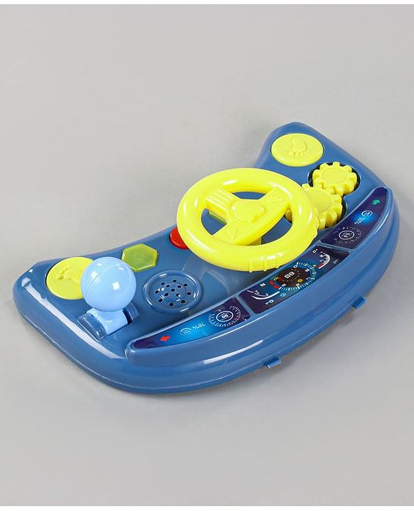 Babyhug Little Racer Car Shape Walker - Blue| Removable Toy Tray| Smooth Swivel Wheels| Light & Music| Comfortable Seat