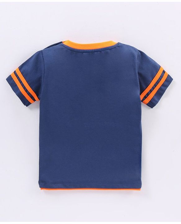 Babyhug Half Sleeves Cotton T-Shirt Text Print - Navy Blue