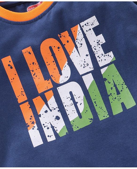 Babyhug Half Sleeves Cotton T-Shirt Text Print - Navy Blue