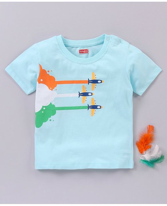 Babyhug Half Sleeves Cotton T-Shirt Republic Day Print - Blue