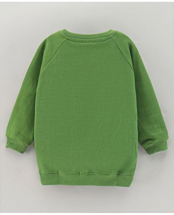 Babyhug Cotton Blend Knit Full Sleeves Text Printed Sweatshirt - Green
