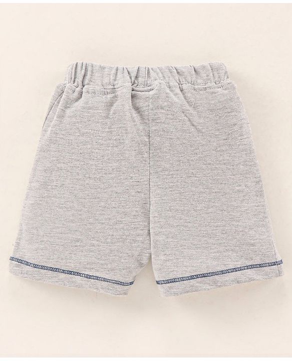 Babyhug Cotton Knit Mid Thigh Length Shorts Text Print - Grey