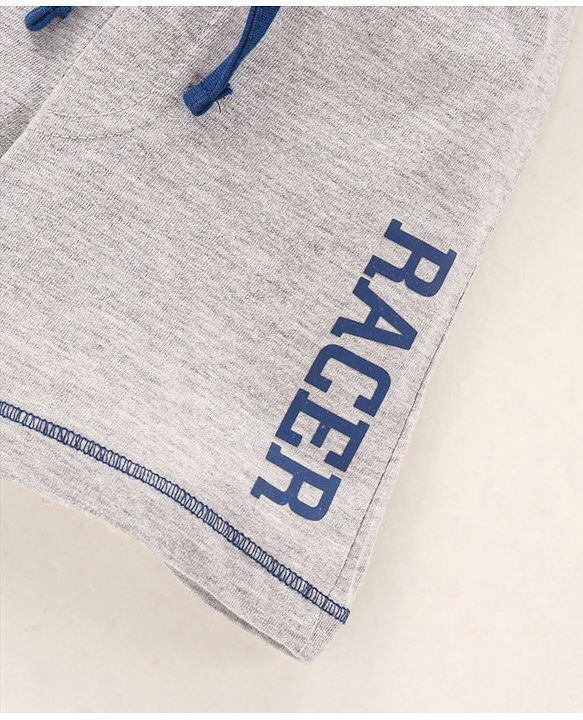 Babyhug Cotton Knit Mid Thigh Length Shorts Text Print - Grey