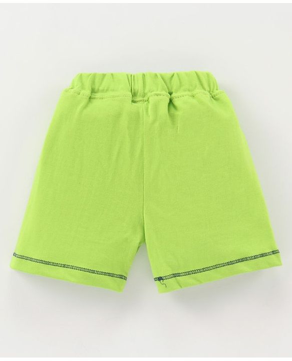 Babyhug Cotton Knit Mid Thigh Length Shorts Text Print - Green