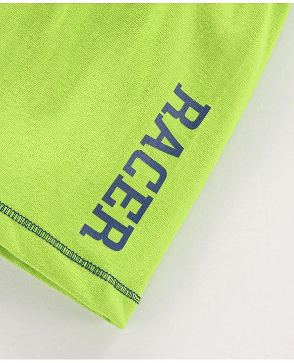 Babyhug Cotton Knit Mid Thigh Length Shorts Text Print - Green