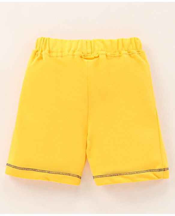 Babyhug Cotton Knit Mid Thigh Length Shorts Text Print - Yellow