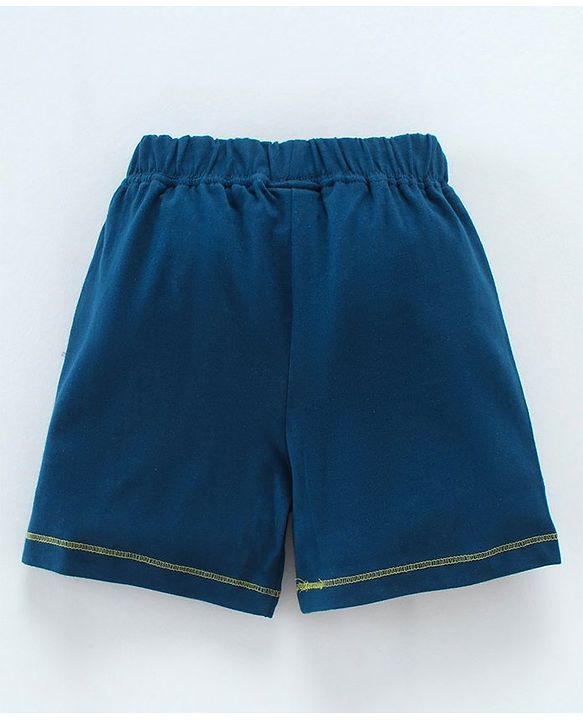Babyhug Cotton Knit Mid Thigh Length Shorts Text Print - Navy