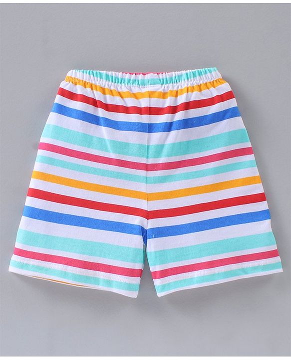 Babyhug Mid Thigh Length Knit Cotton Shorts Stripes Print Pack of 2- Red White