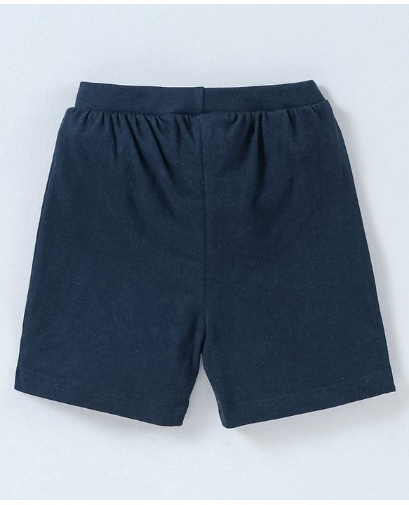 Babyhug Cotton Knit Mid Thigh Length Shorts Rugby Print Pack of 3 - Navy Blue, Red & Grey