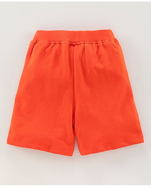 Babyhug Knit Cotton Knee Length Solid Shorts - Orange
