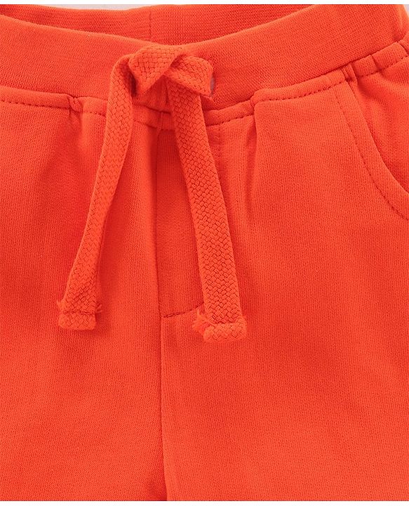 Babyhug Knit Cotton Knee Length Solid Shorts - Orange