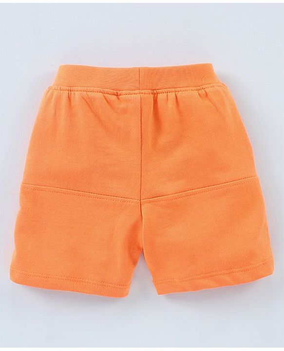 Babyhug Cotton Knit Knee Length Solid Shorts - Orange