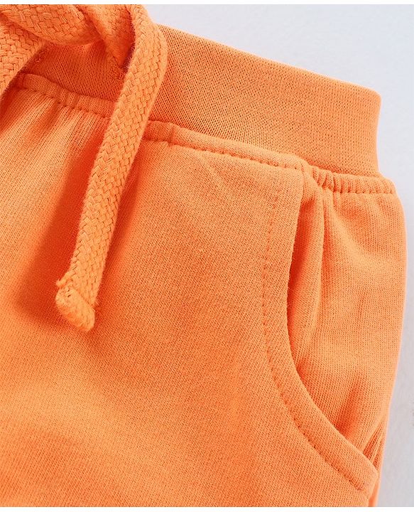 Babyhug Cotton Knit Knee Length Solid Shorts - Orange