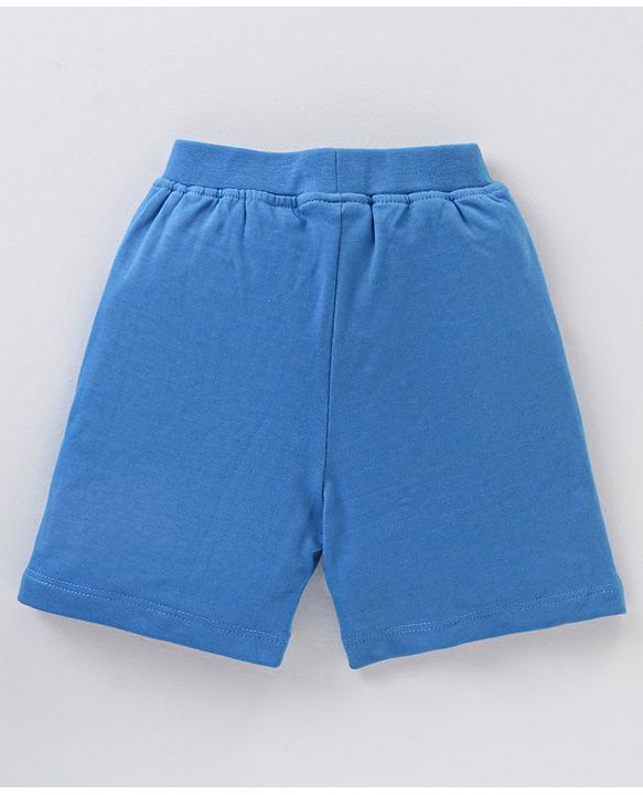 Babyhug Cotton Knit Knee Length Solid Color Shorts - Blue