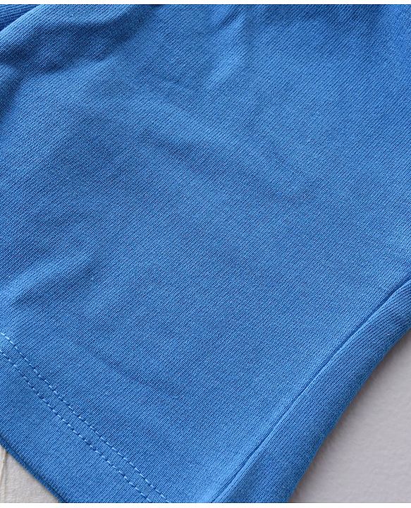 Babyhug Cotton Knit Knee Length Solid Color Shorts - Blue