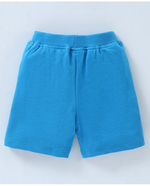 Babyhug Cotton Knit Knee Length Shorts Solid - Blue