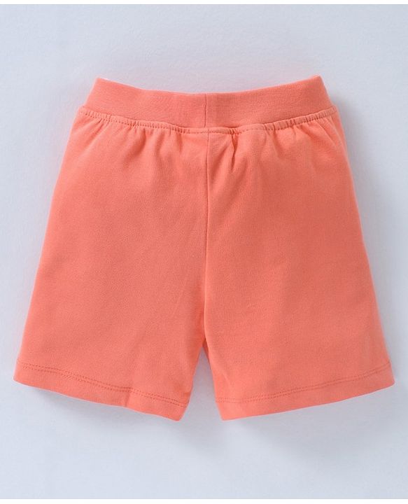 Babyhug Knee Length Knit Cotton Shorts Solid- Orange