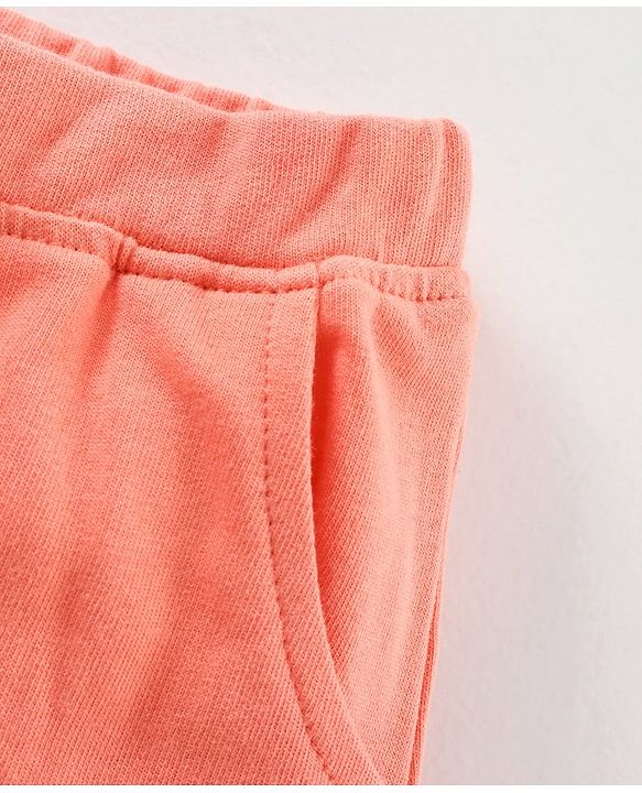 Babyhug Knee Length Knit Cotton Shorts Solid- Orange