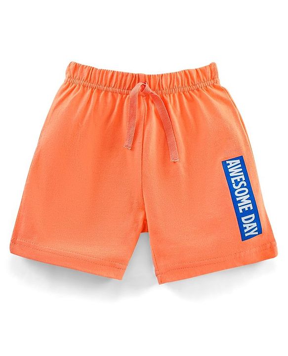 Babyhug Cotton Knit Mid Thigh Length Striped Shorts Pack of 3 - White Orange Blue