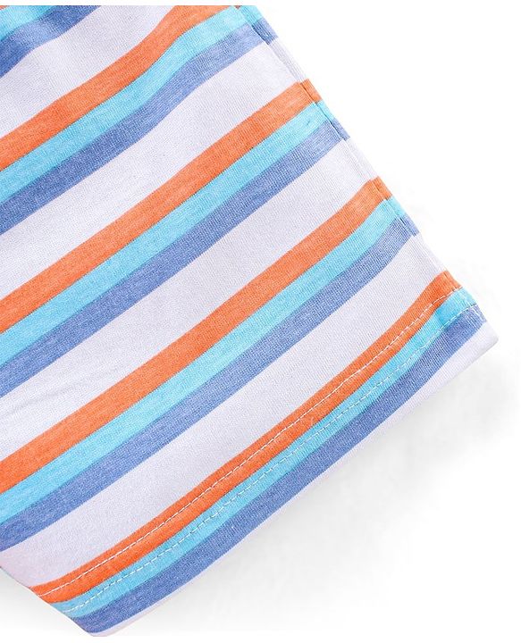 Babyhug Cotton Knit Mid Thigh Length Striped Shorts Pack of 3 - White Orange Blue