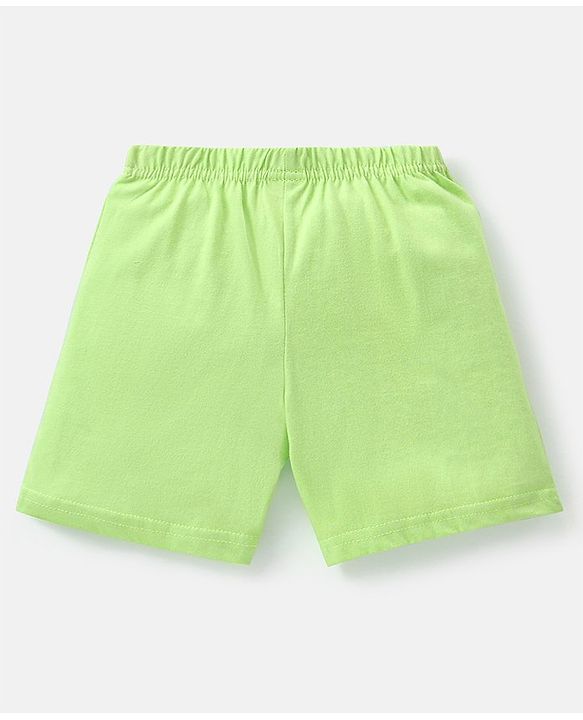 Babyhug Cotton Knit Mid Thigh Length Shorts Dolphin Print Pack of 3 - Lime Green White & Blue