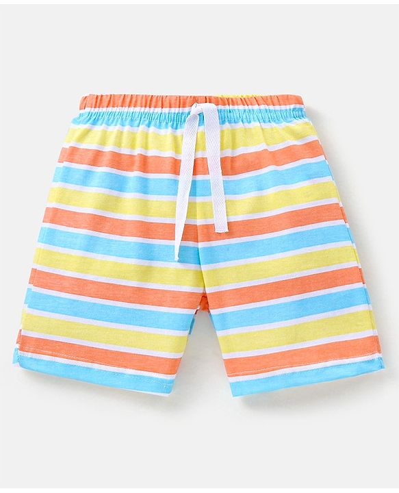 Babyhug Cotton Knit Mid Thigh Length Shorts Dolphin Print Pack of 3 - Lime Green White & Blue
