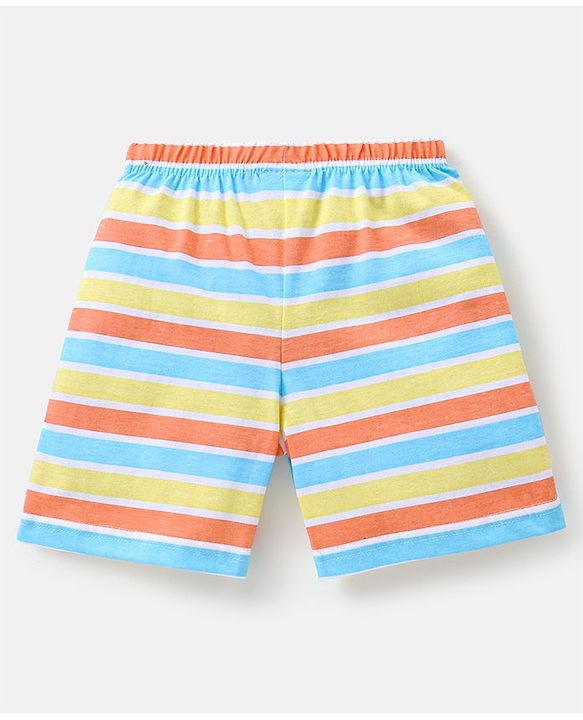 Babyhug Cotton Knit Mid Thigh Length Shorts Dolphin Print Pack of 3 - Lime Green White & Blue