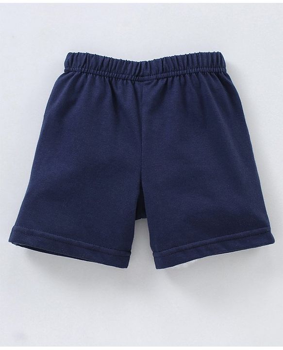 Babyhug Cotton Knit Mid Thigh Length Shorts Fox & Stripes Print- Blue & Orange