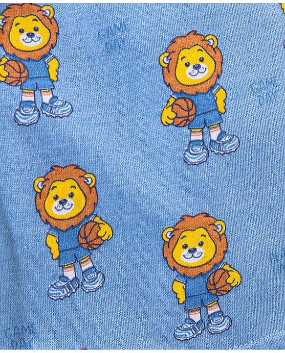 Babyhug Cotton Knit Mid Thigh Length Shorts Lion Print- Blue