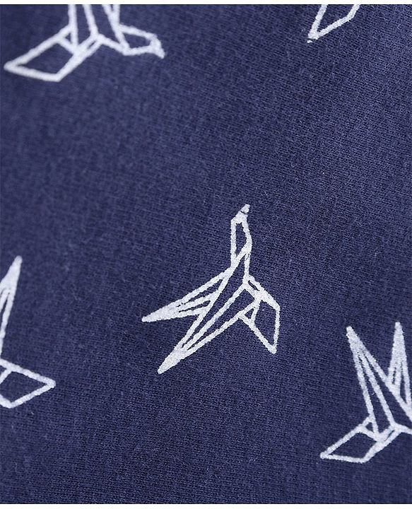 Babyhug Cotton Knit Mid Thigh Length Shorts All Over Print - Blue