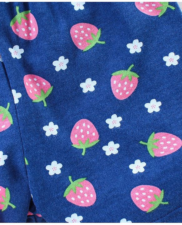 Babyhug Cotton Knit Mid Thigh Length Short Strawberry Print Pack of 3 - Pink & Navy Blue