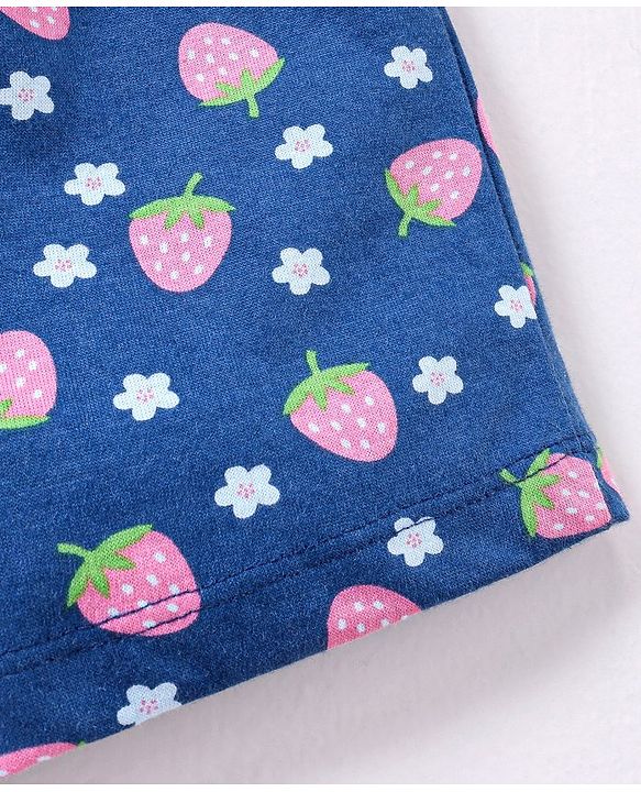 Babyhug Cotton Knit Mid Thigh Length Short Strawberry Print Pack of 3 - Pink & Navy Blue