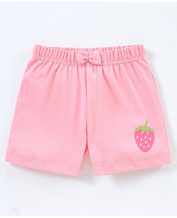 Babyhug Cotton Knit Mid Thigh Length Short Strawberry Print Pack of 3 - Pink & Navy Blue