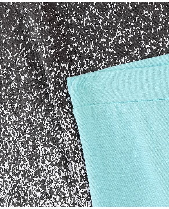 Pine Kids Full Length Stretchable and Biowash Cotton Leggings Solid & Artistic Print Pack Of 2 - Black Blue